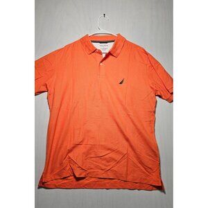 Nautica Polo Shirt Men’s Large Orange Short Sleeve Collared Top New without Tags